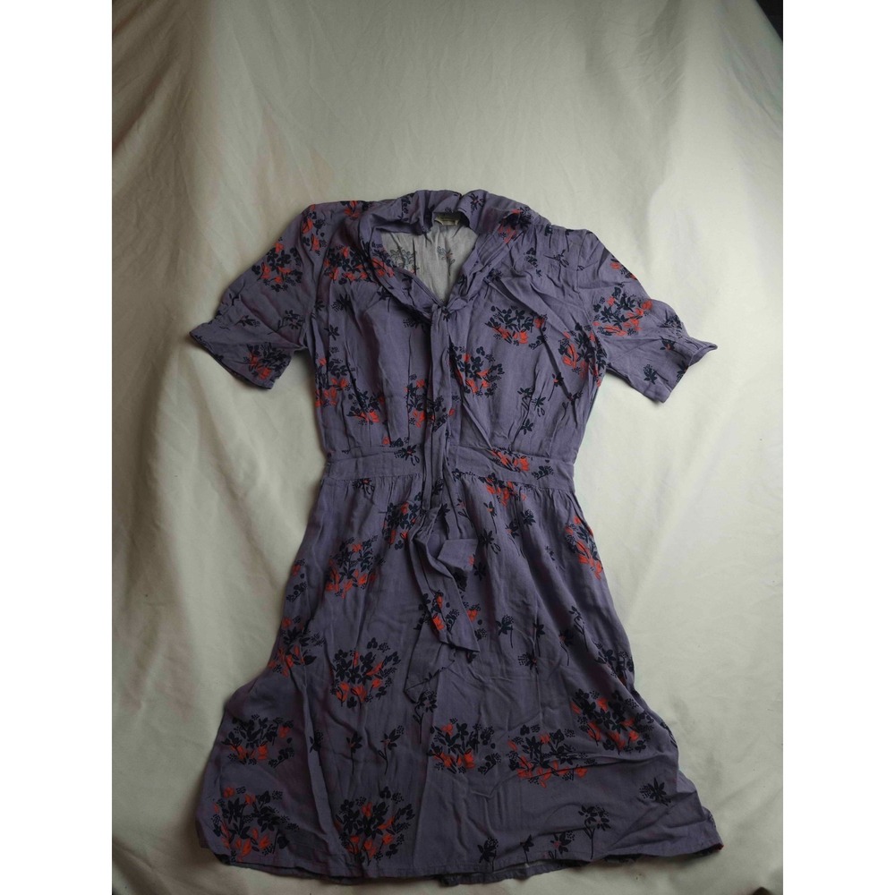 Pins and Needles Dress Women Small Purple Floral Short Sleeve V-Neck Fit & Flare